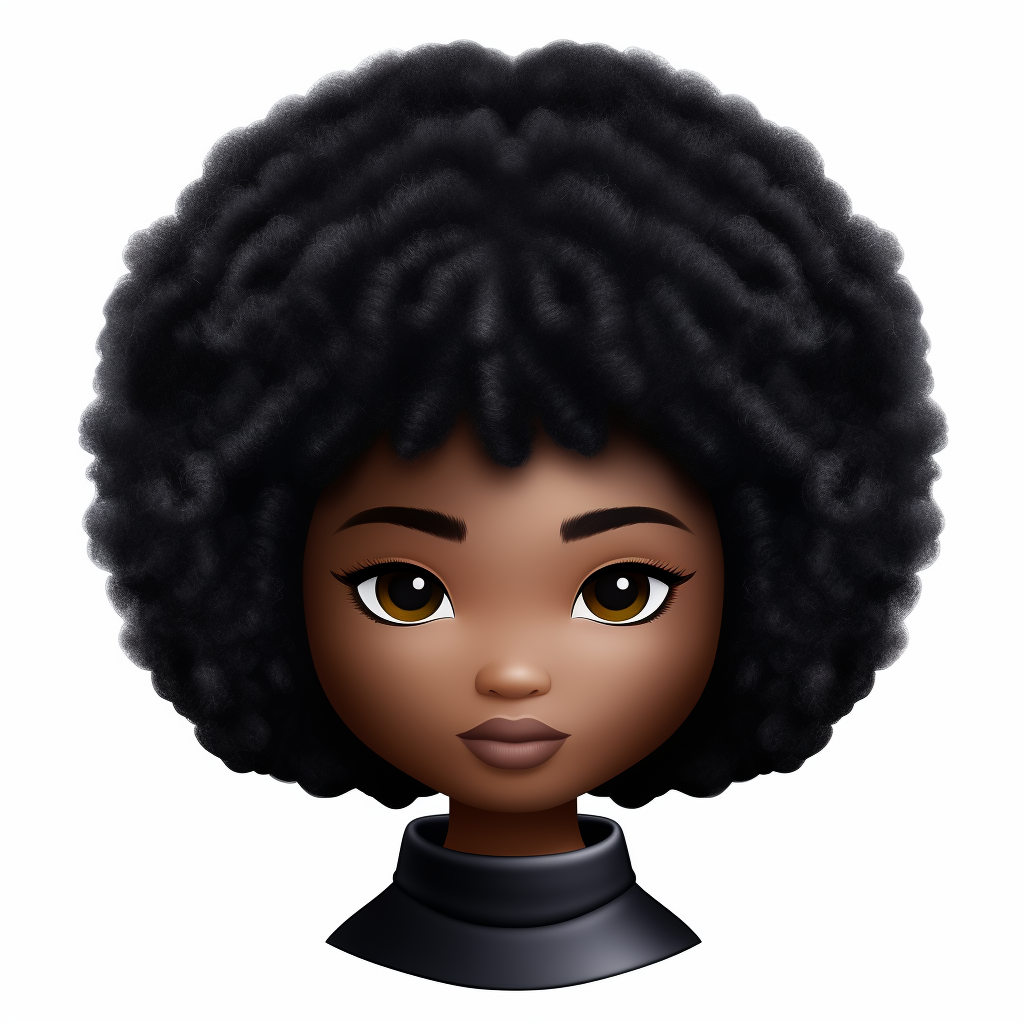 Cute black shrug emoji with fro