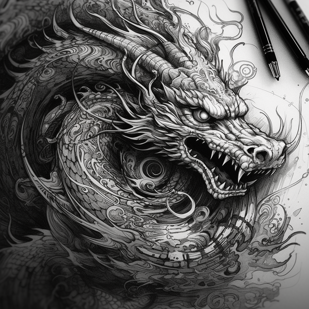 Asian Dragon Tattoo with Intricate Details