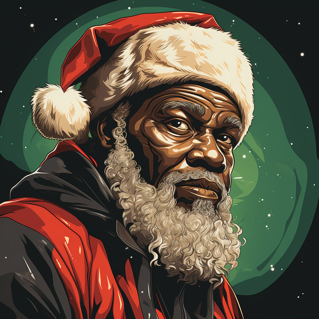 Retro Black Santa Claus Illustration