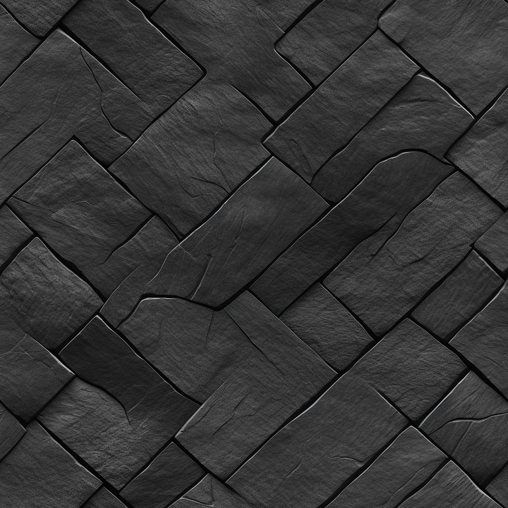 Realistic black slate floor tile