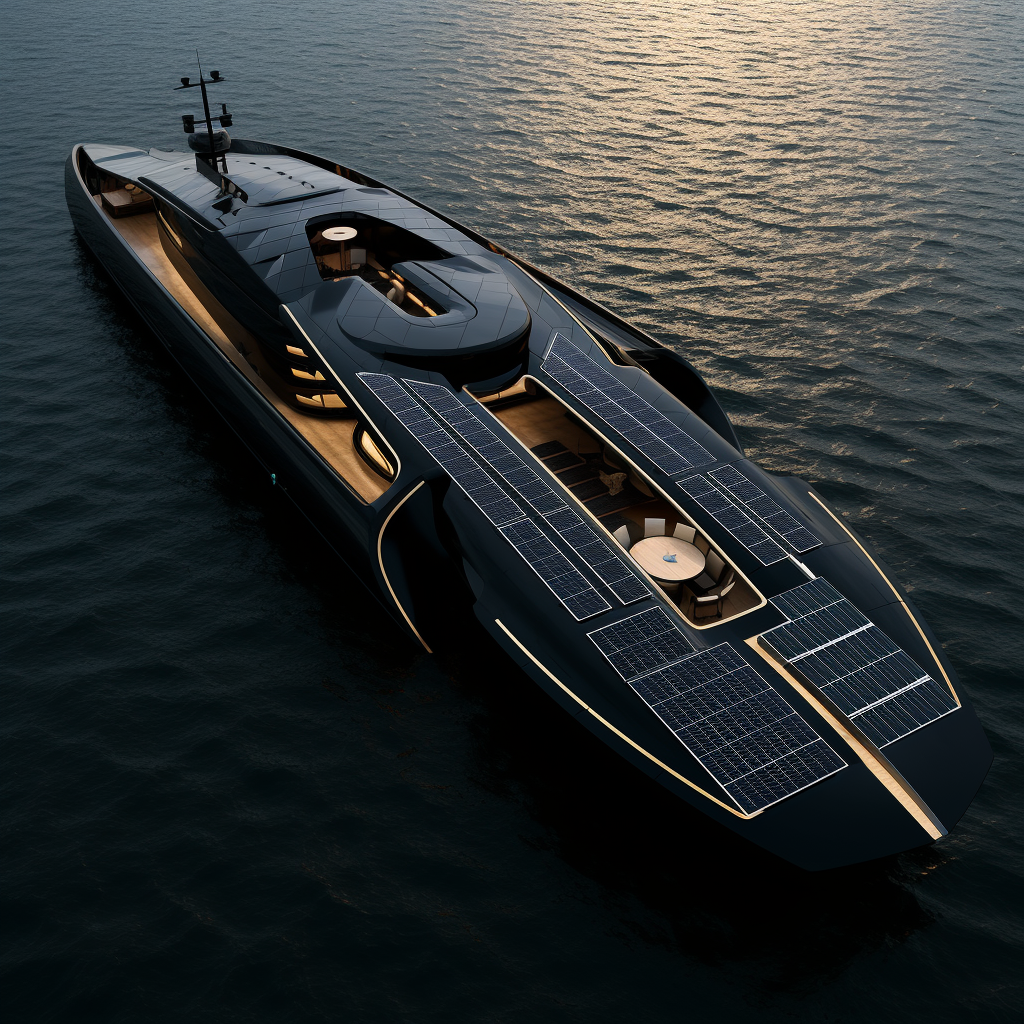 Black solar panel on yacht