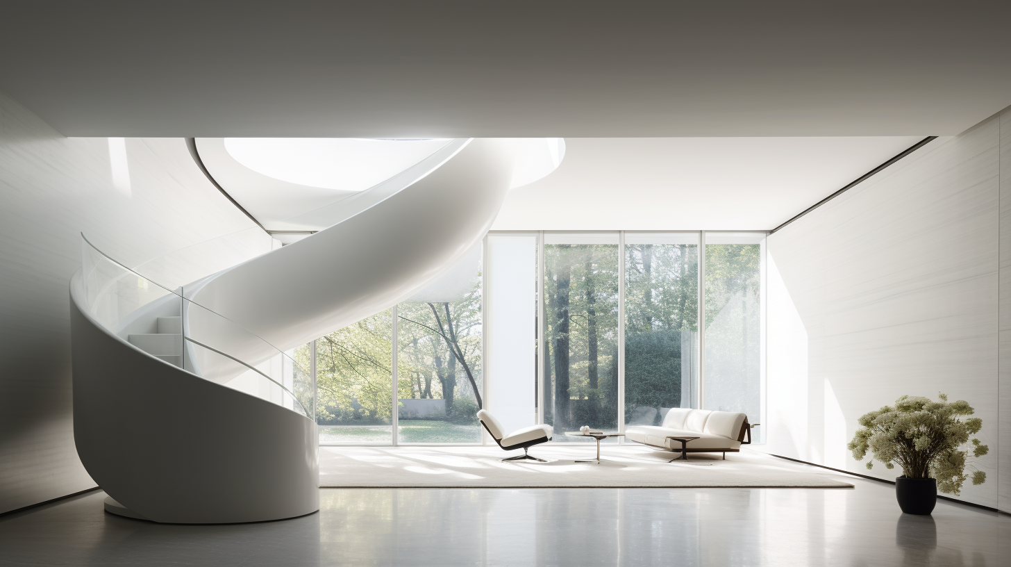 Sculptural interior of Toronto home with black stainless steel and white marble