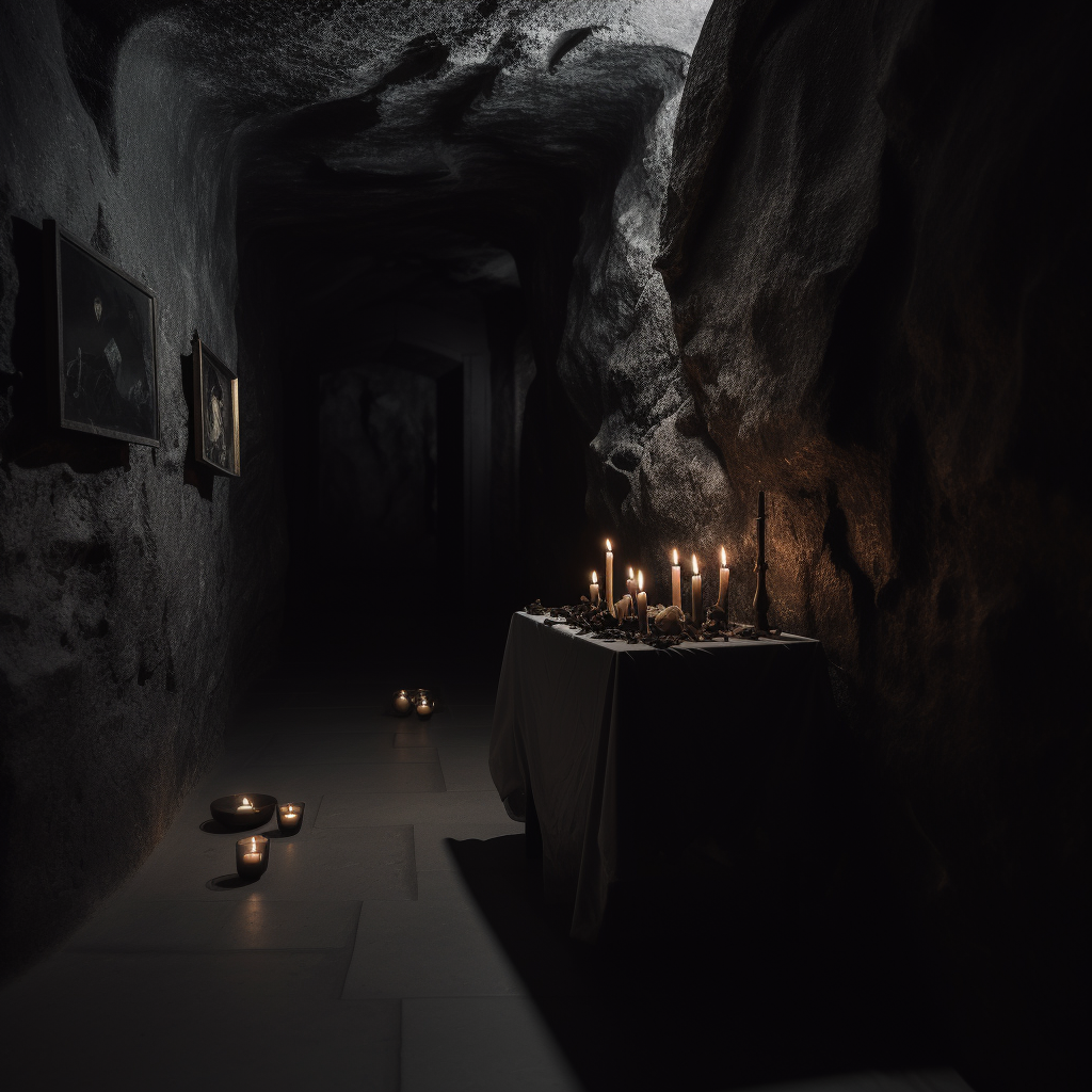 Candle in Dark Stone Room