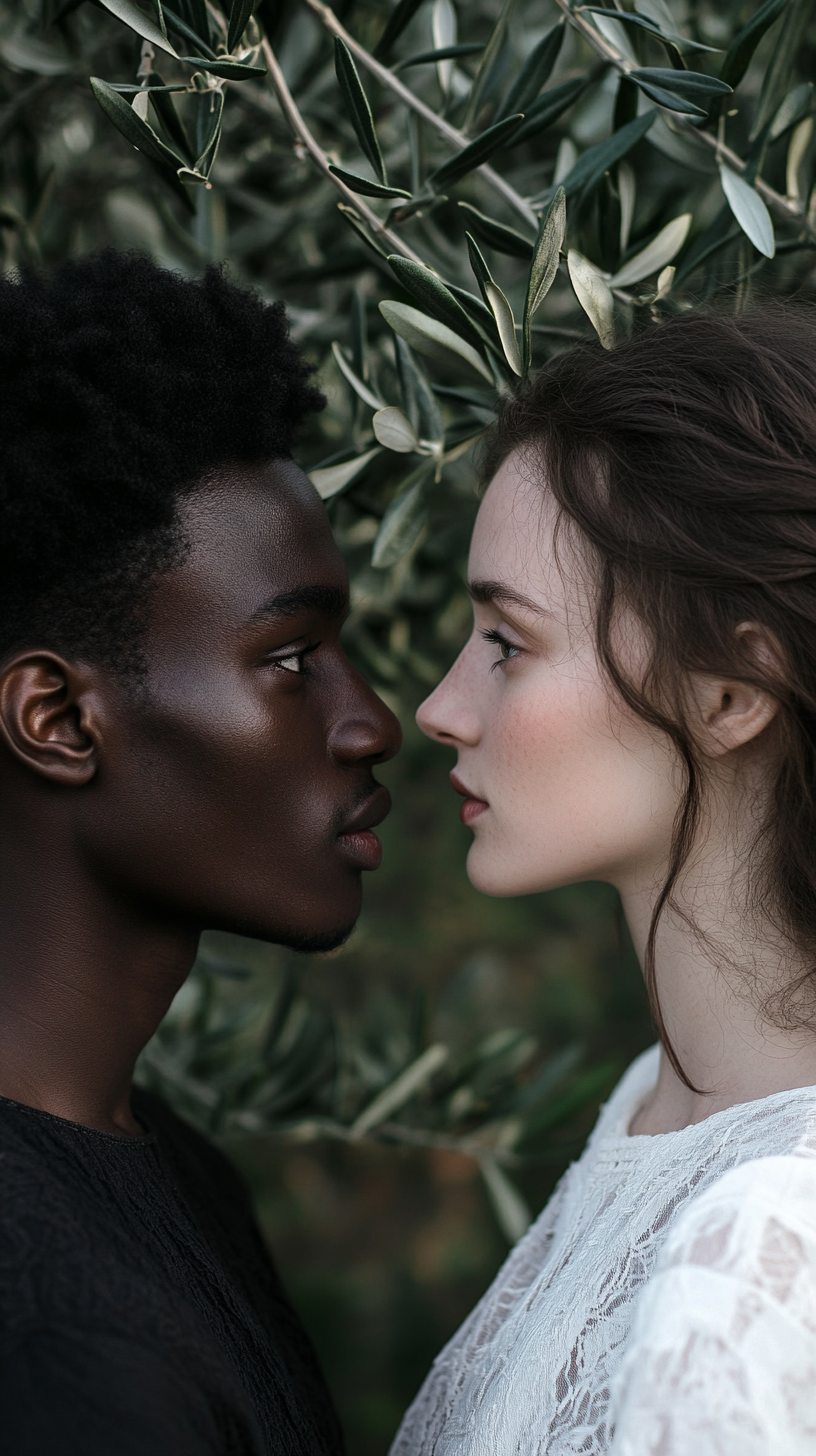 Black Sudanese Man White Brunette Woman