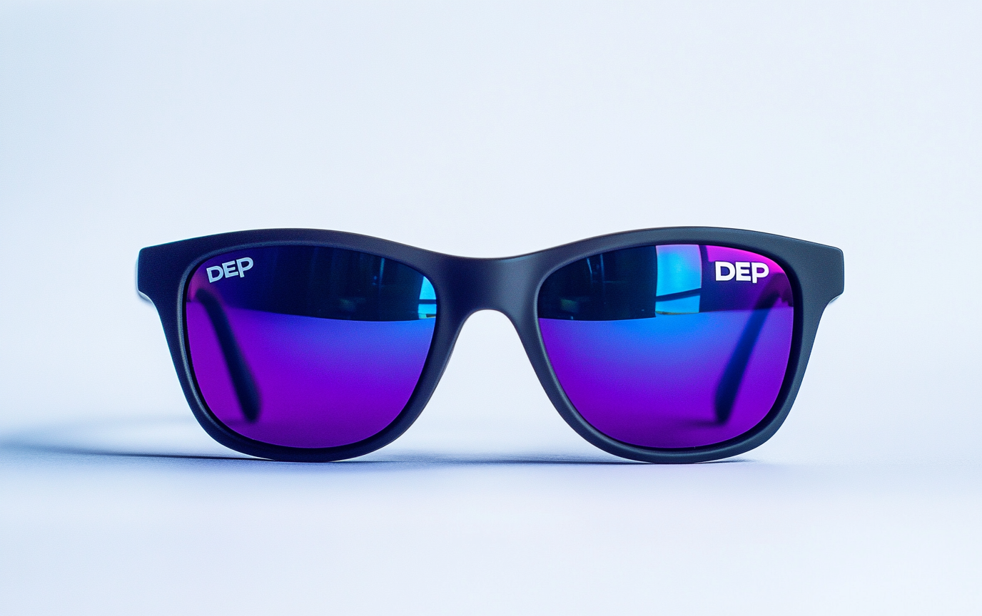 Black Sunglasses Blue Mirrored Lenses Design