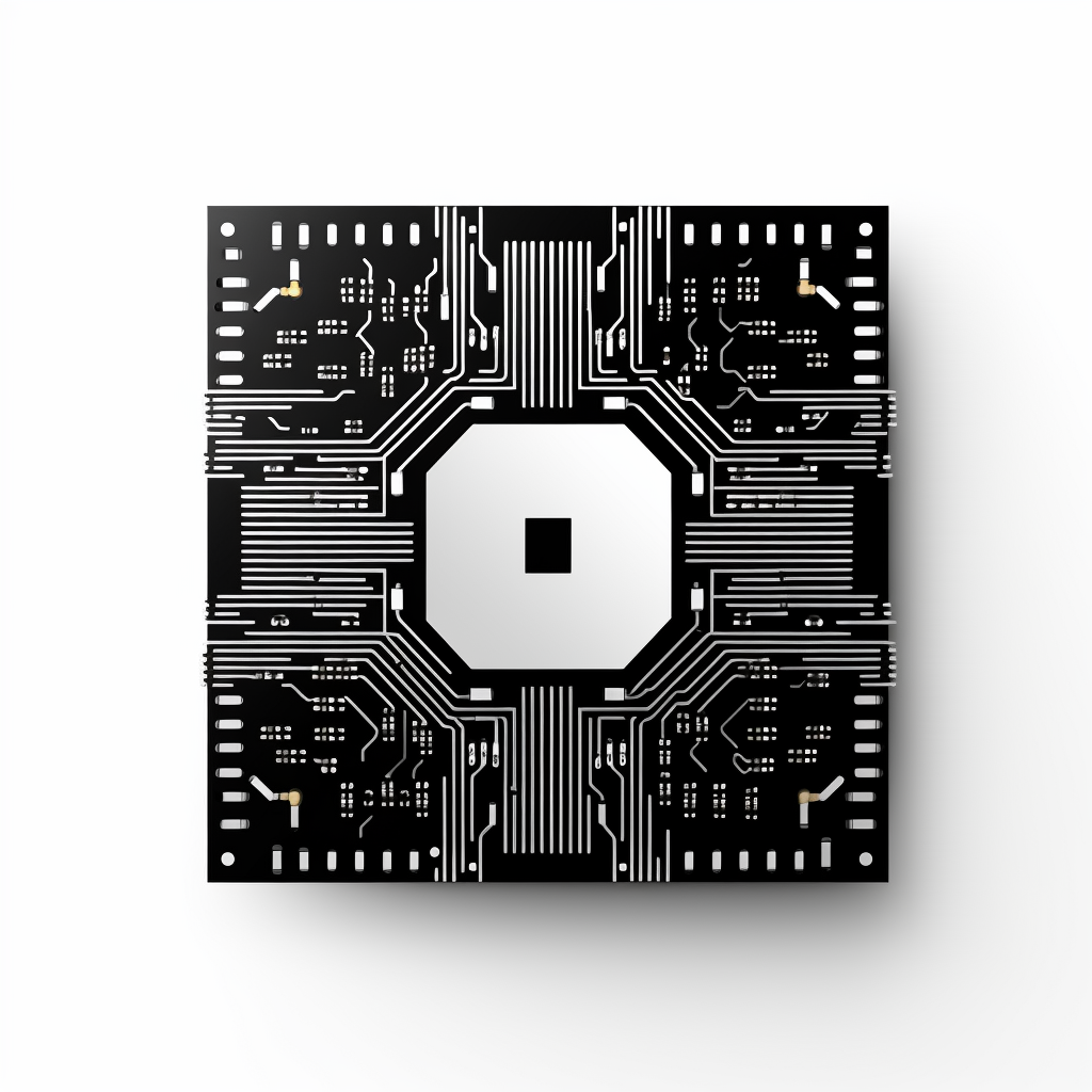 black symbol white background microchip