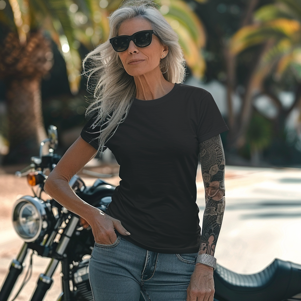 Black T-shirt Biker Lady