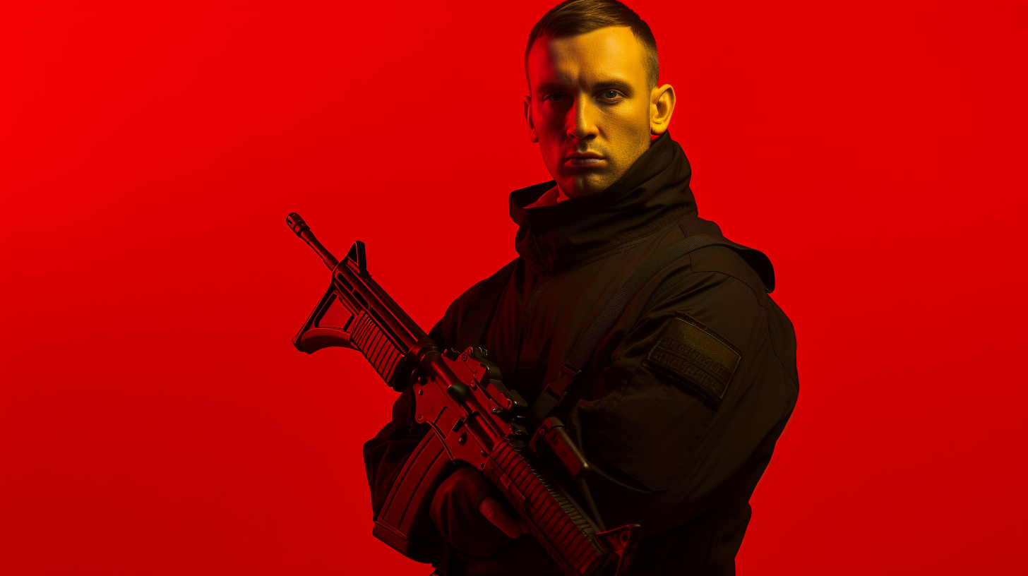 Soldier in Black Tracksuit with Mac 10