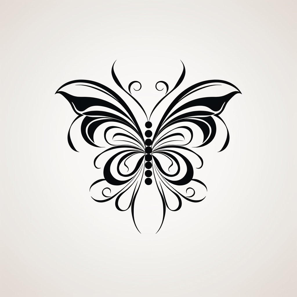 Simple black tribal butterfly on white background