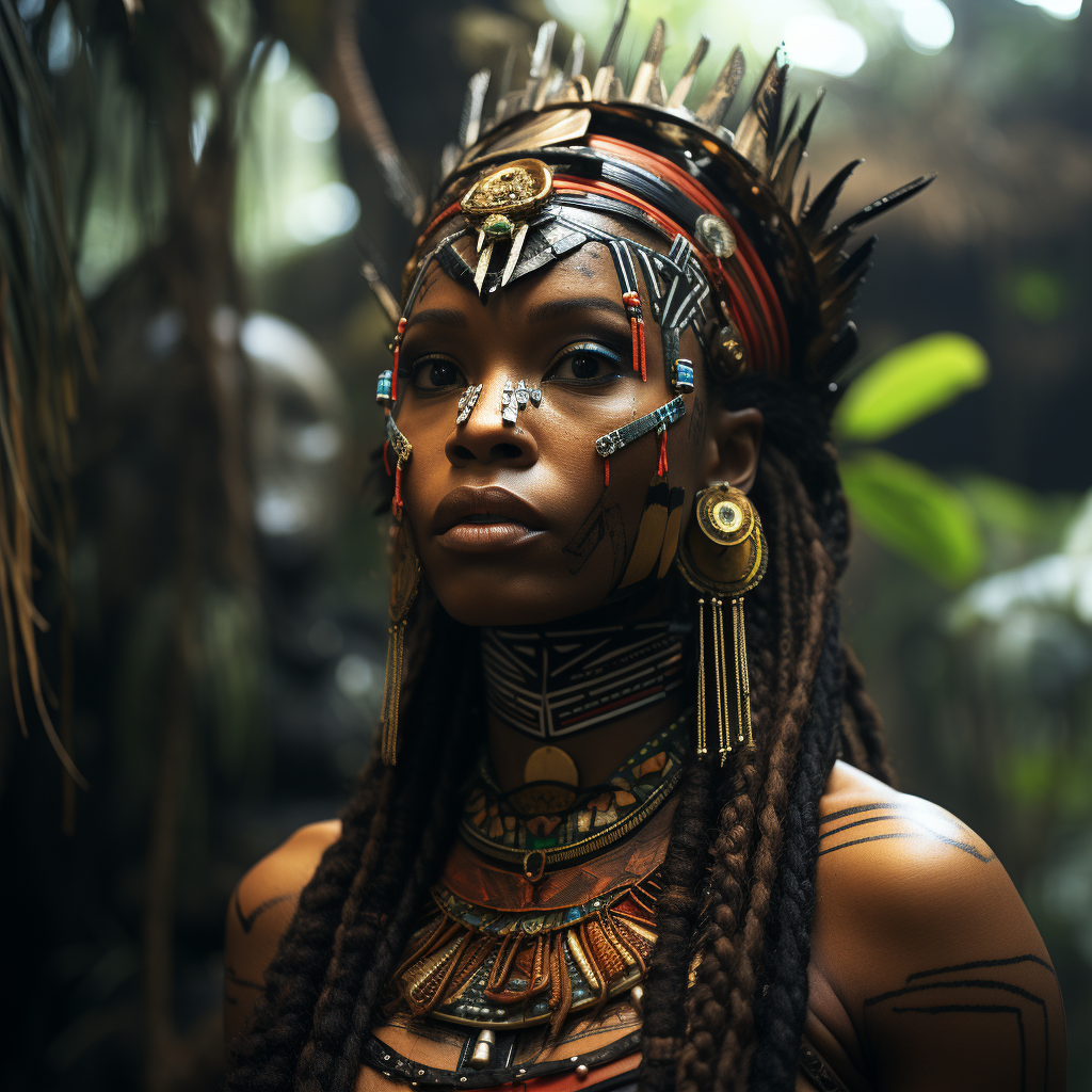 Beautiful Black Tribal Woman in Jungle