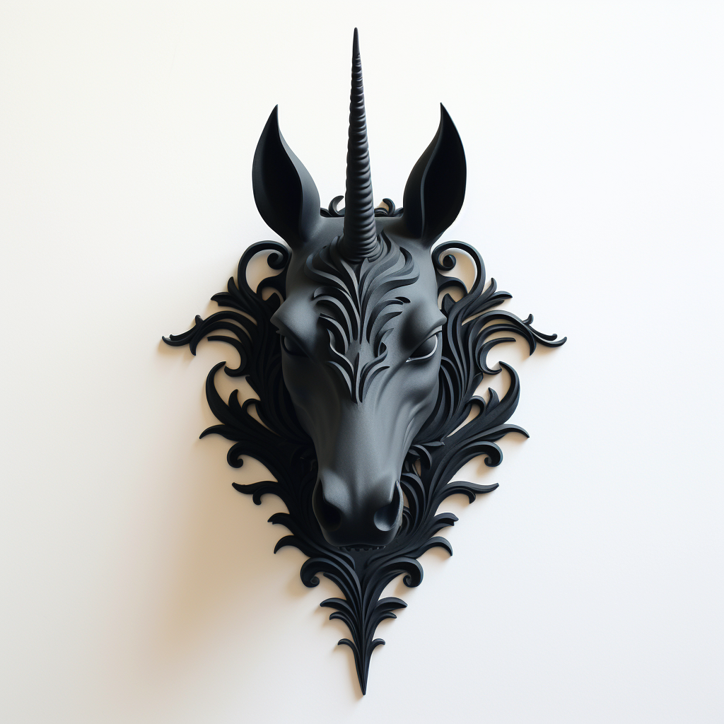 Black Unicorn Head White Background