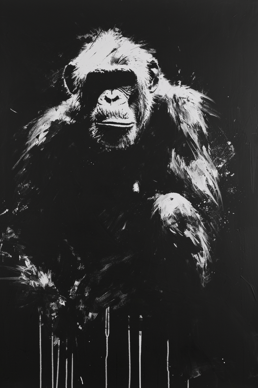 Black and white monkey painting