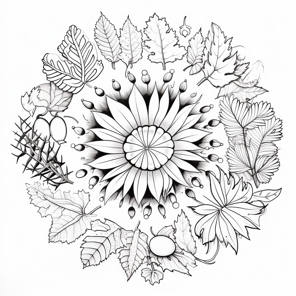 Autumn mandala coloring page for kids