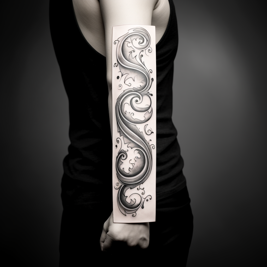 Creative black and white banner scroll tattoo design