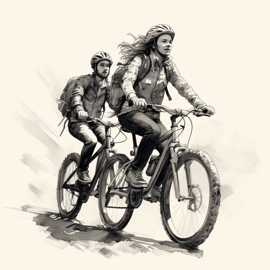 Black and white bike buddy illustration