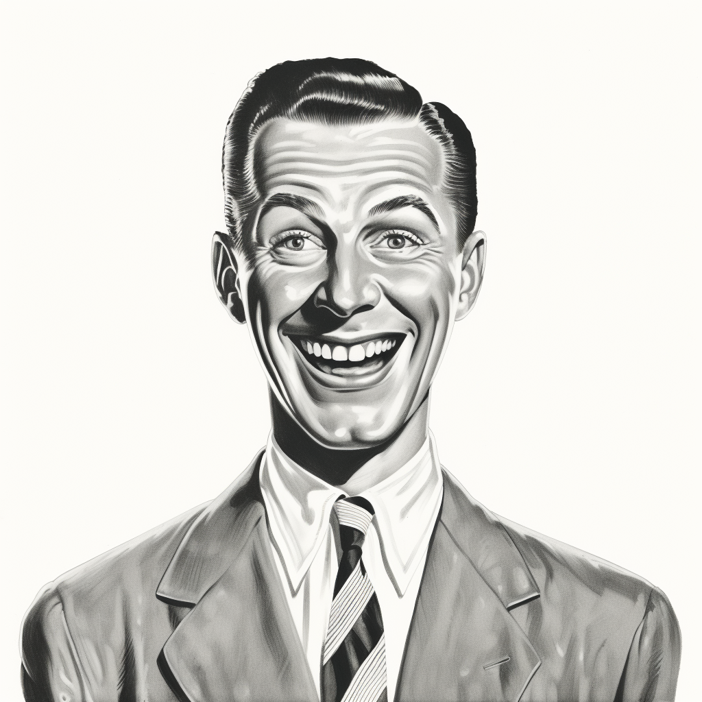 Cartoon advertising man face smiling