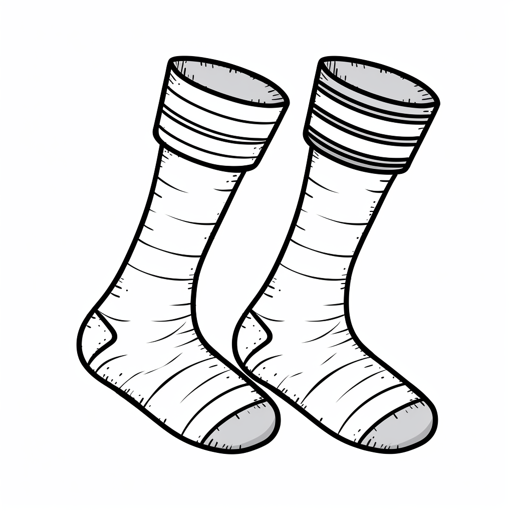 Simple cartoon of black and white Christmas socks