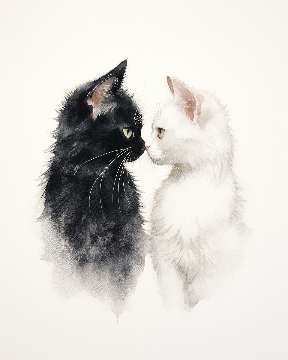 Two cats sharing a loving kiss