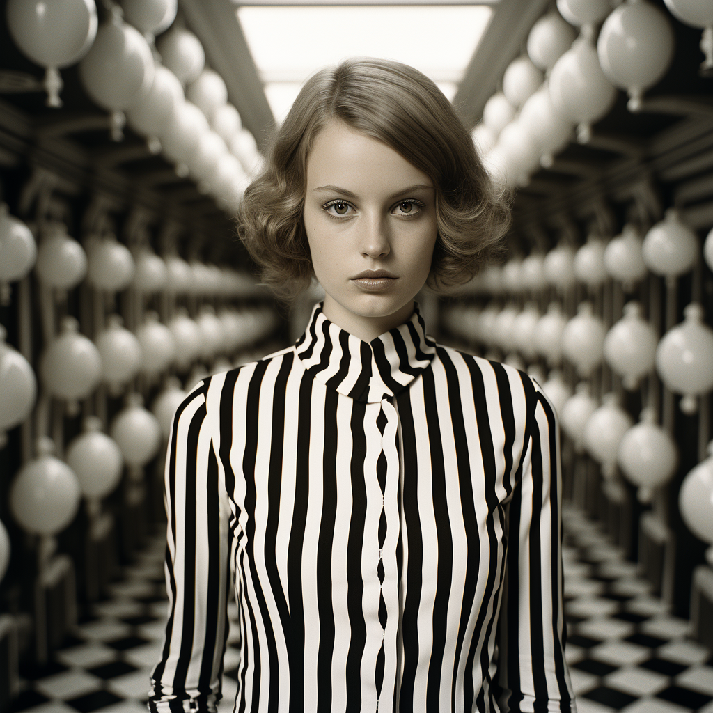 Black and white checkerboard portrait