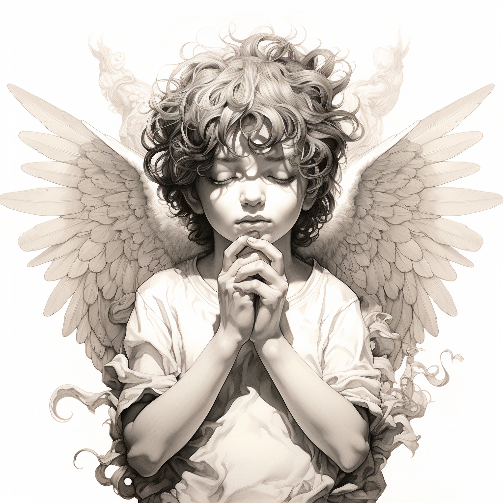 Dreamy cherub angel illustration