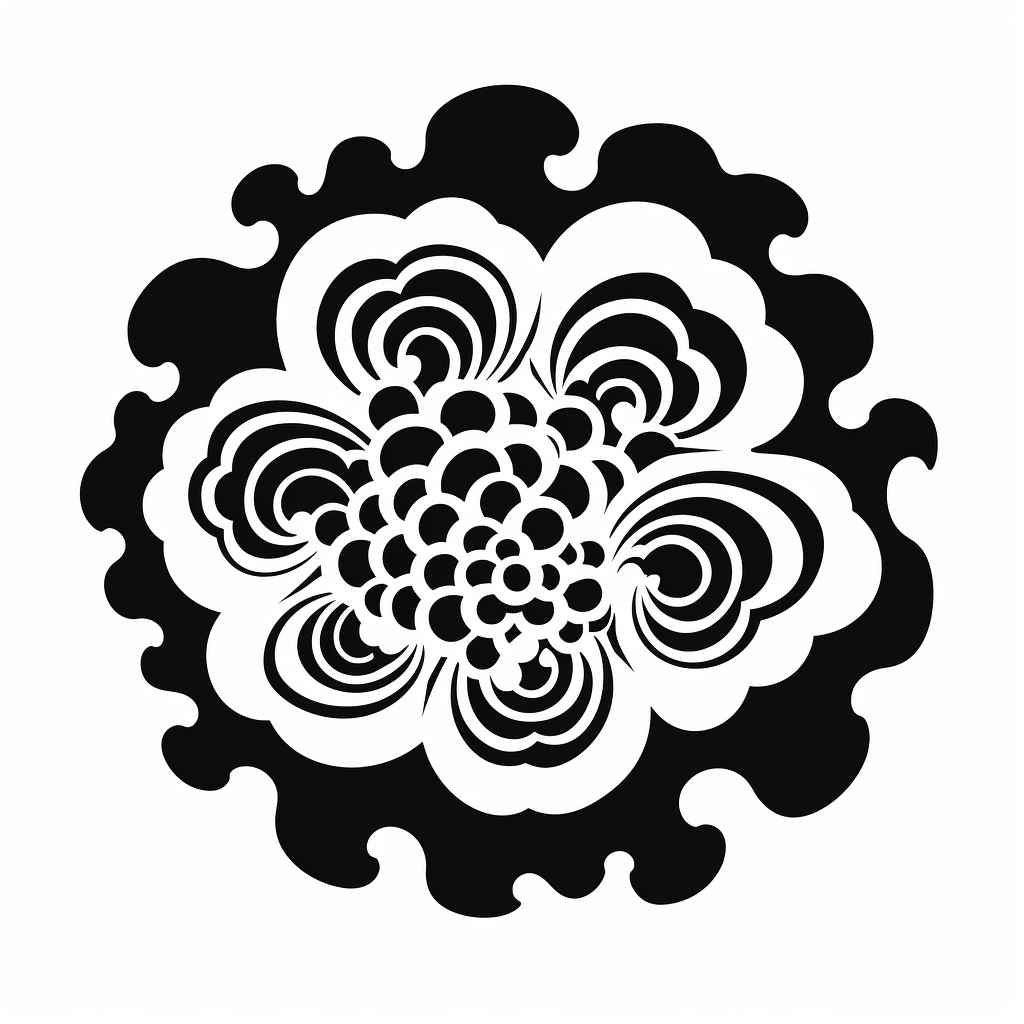 Black and White Cloud-shaped Kamon Icon