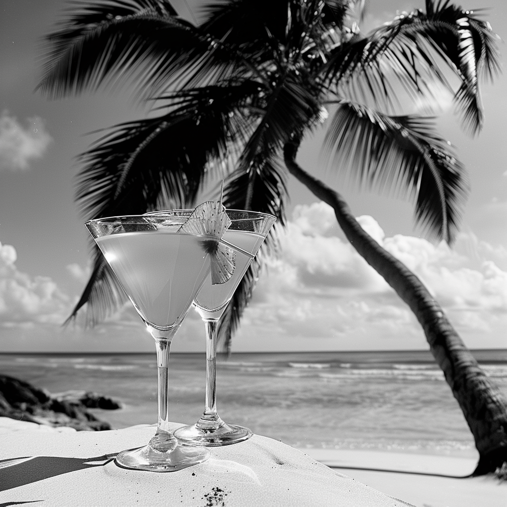 Beach cocktail black white style