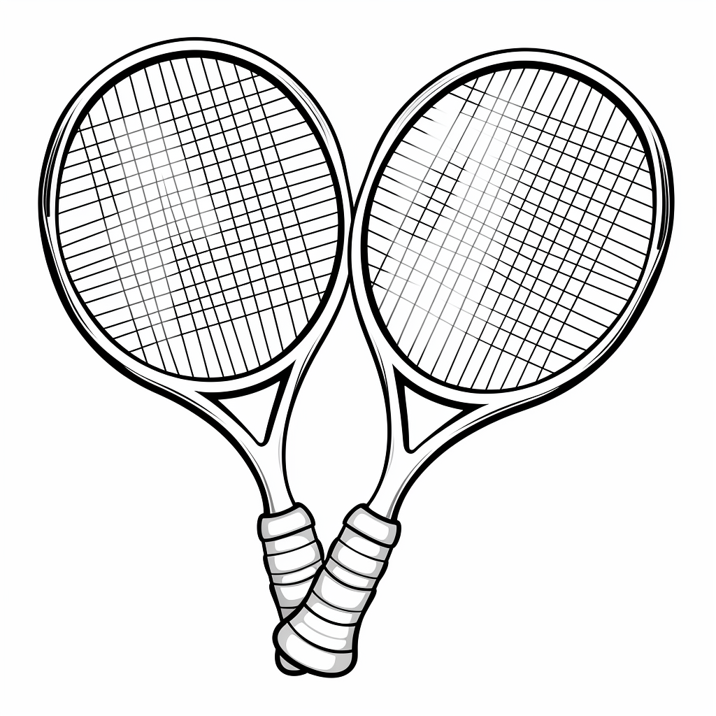 Tennis Rackets Ball Coloring Book Style