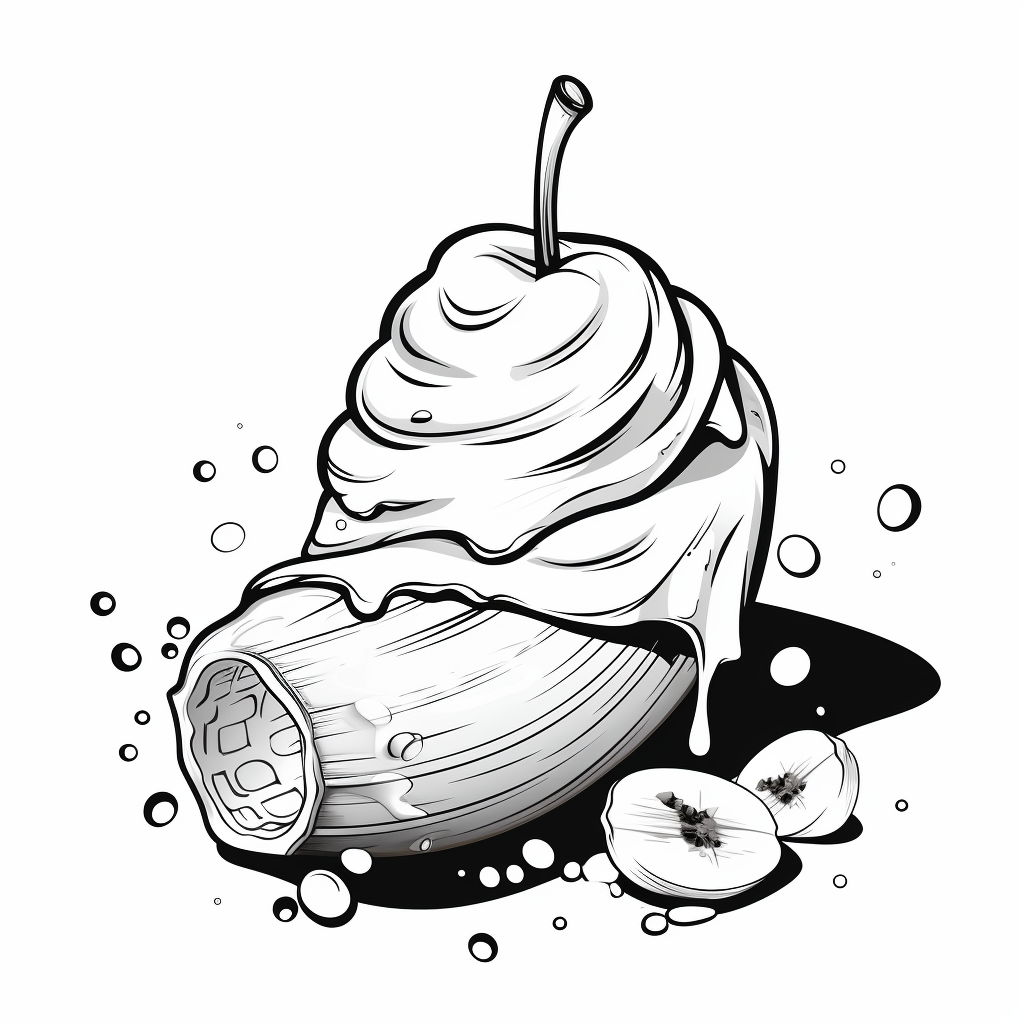 Black and White Coloring Page Banana Split