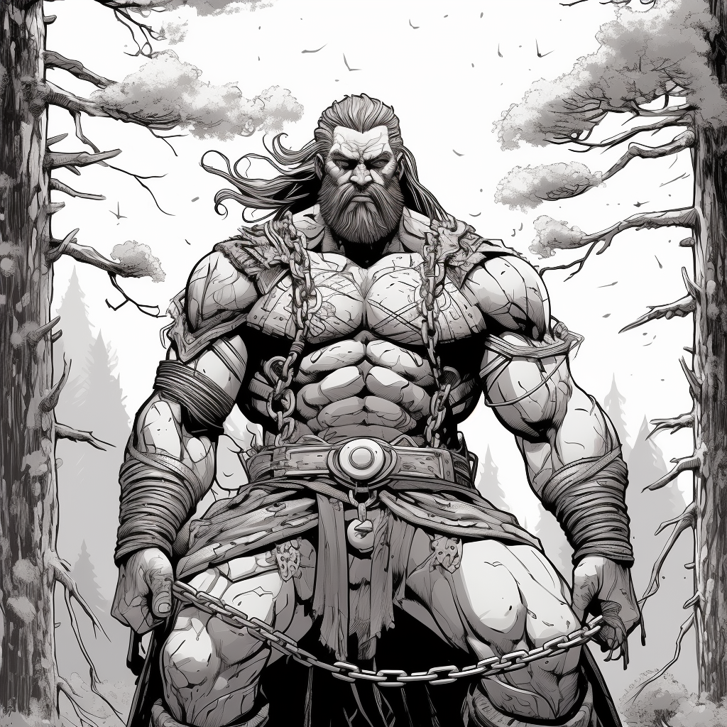 Comic Style Barbarian King in Forest