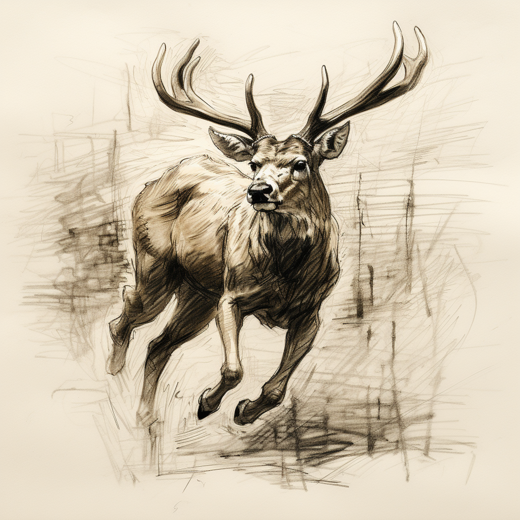 Running deer sketch