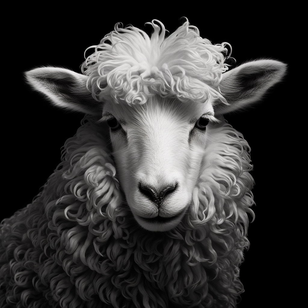 Detailed black and white sheep