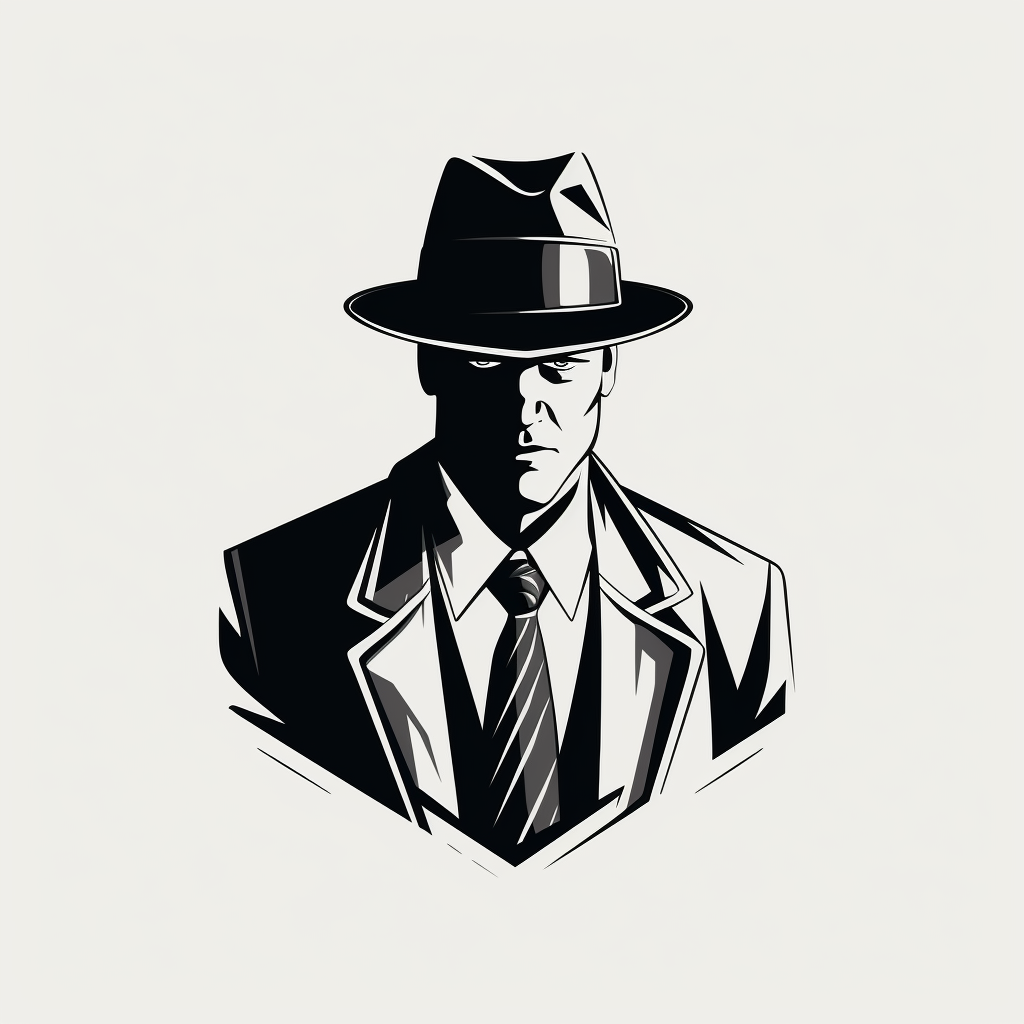 Detective vector sticker in black and white