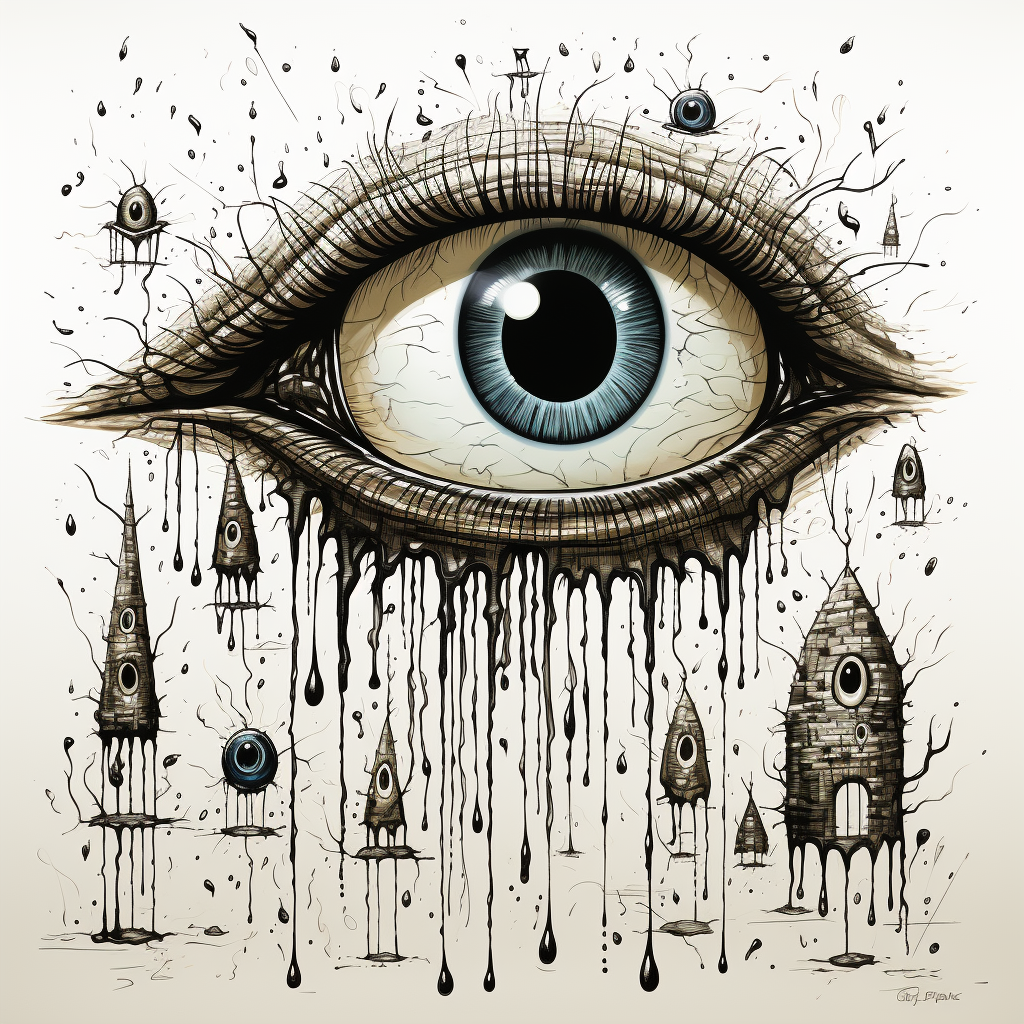 Eye-catching black and white doodle drawings of eyeballs