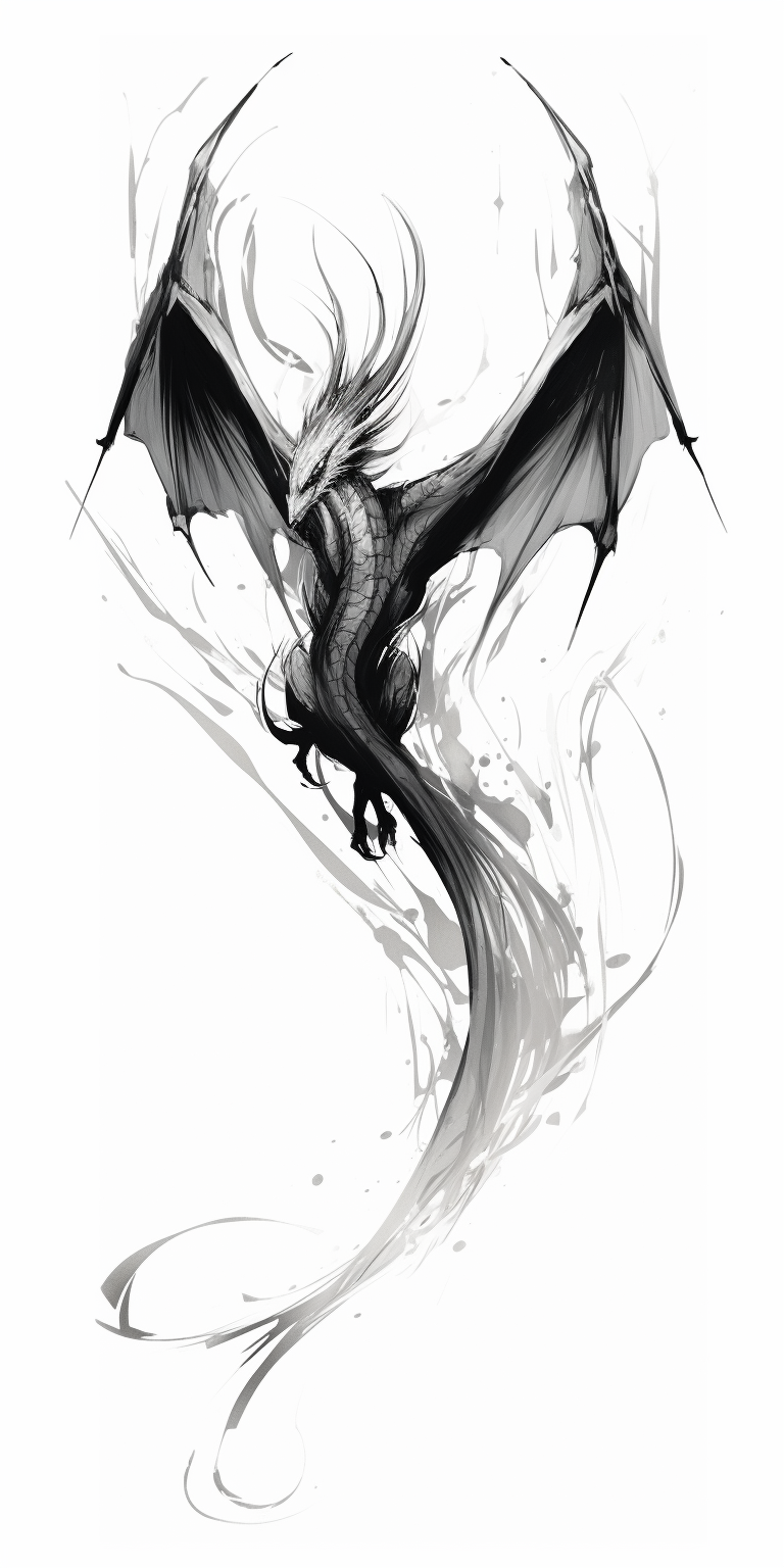 Dragon sketch on white background