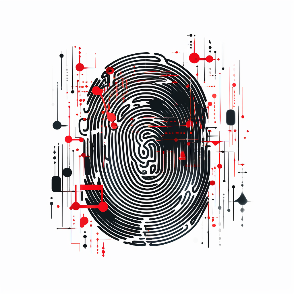 Stylized fingerprint representing growth, connection, and storytelling