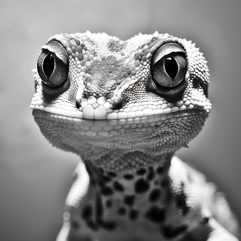 Geometric gecko posing on white background