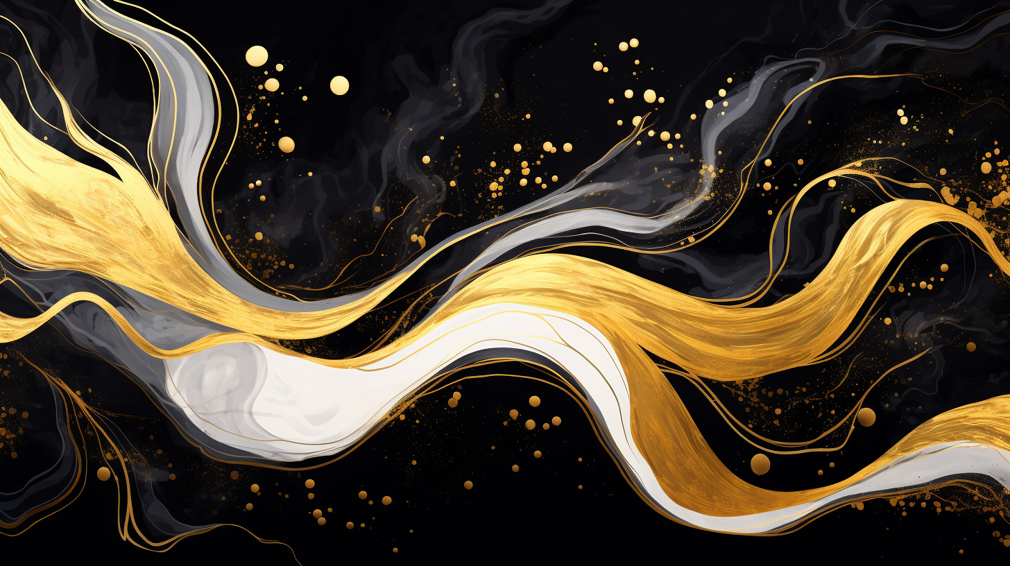 Black and white background with gold splashes