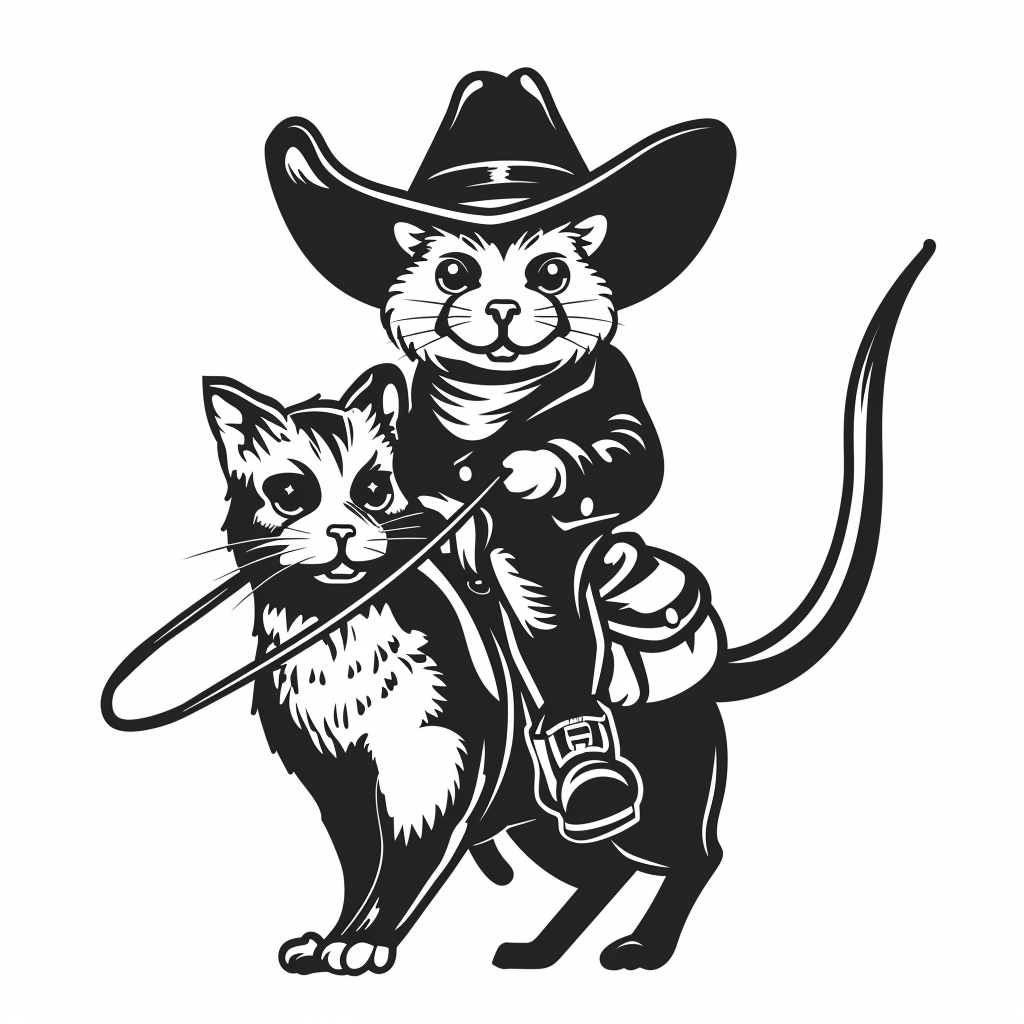 Black and White Hamster Cowboy Cat Logo