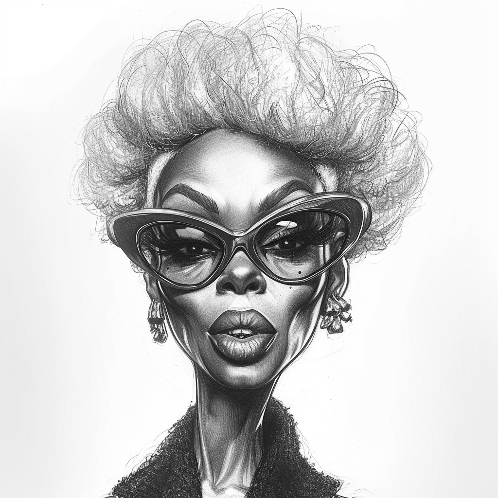 Hand Drawn Ru Paul Caricature Sketch