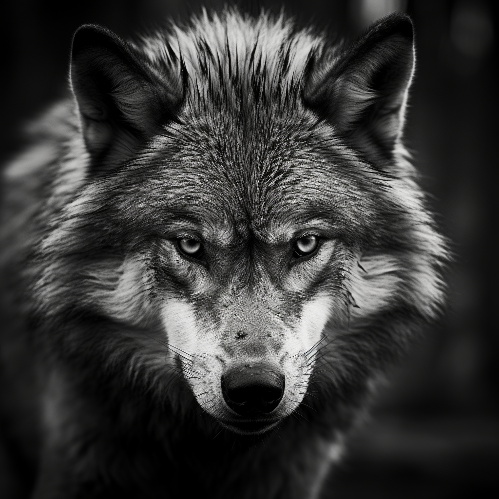 Black and white wolf portrait