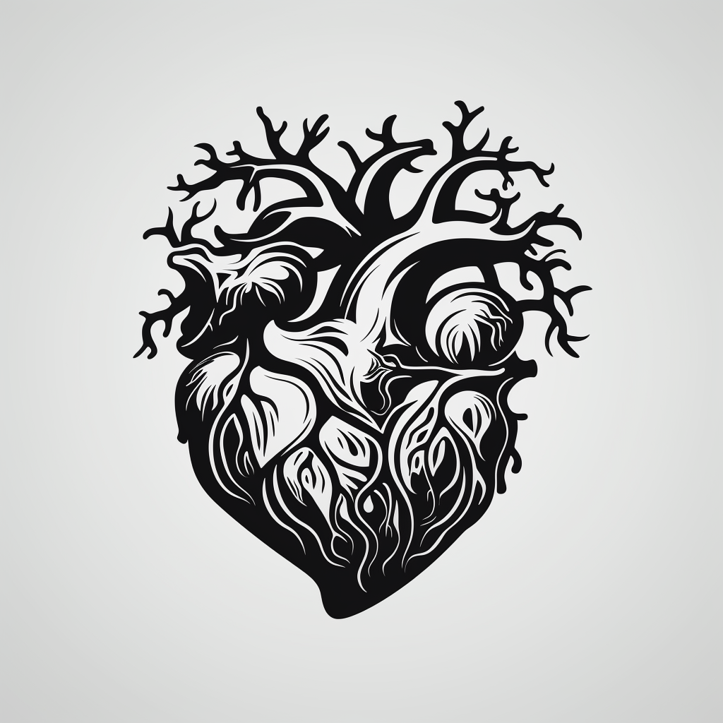 Black and white human heart logo