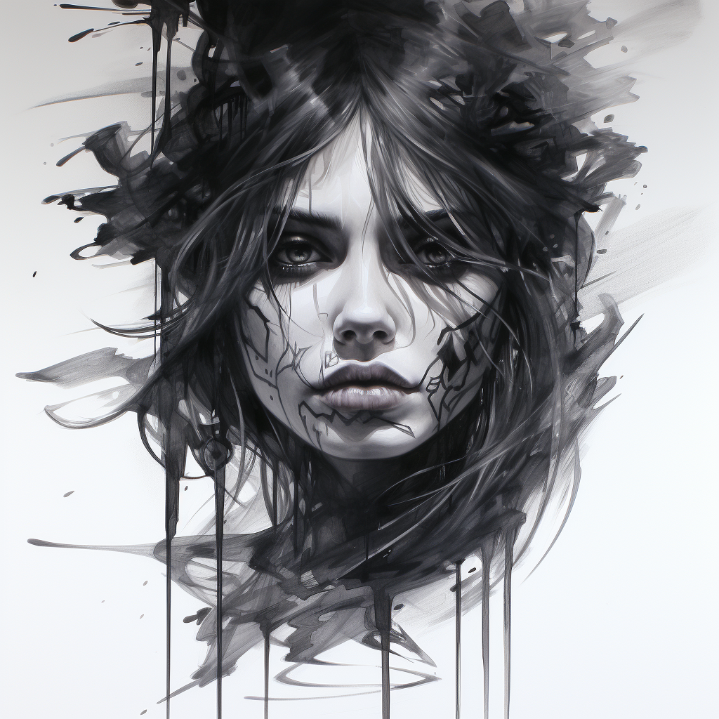 Beautiful black and white ink painting