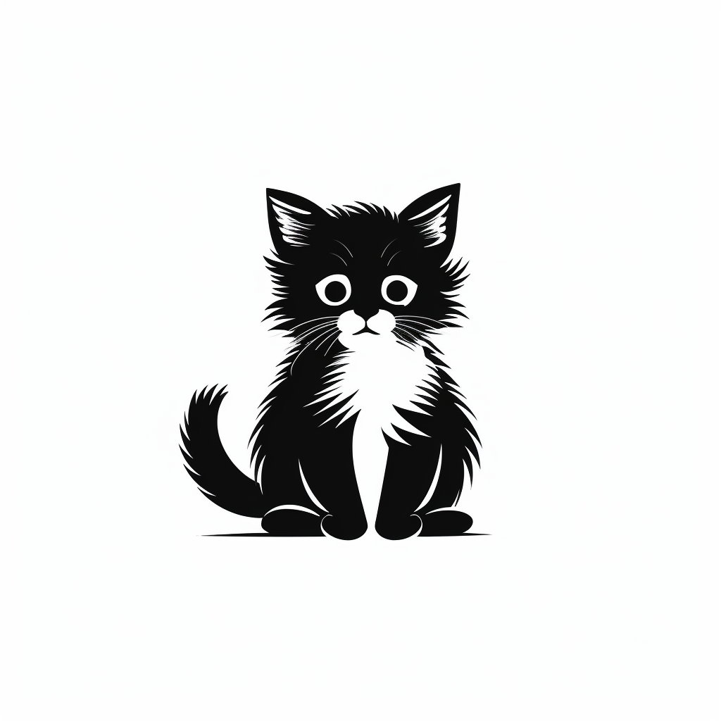 Simple black and white cat illustration