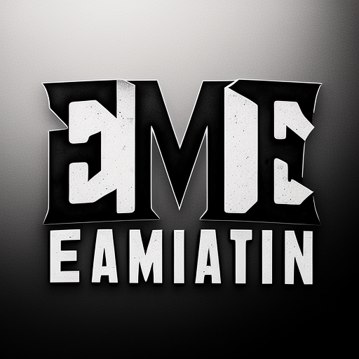 Minimalistic black and white EM logo