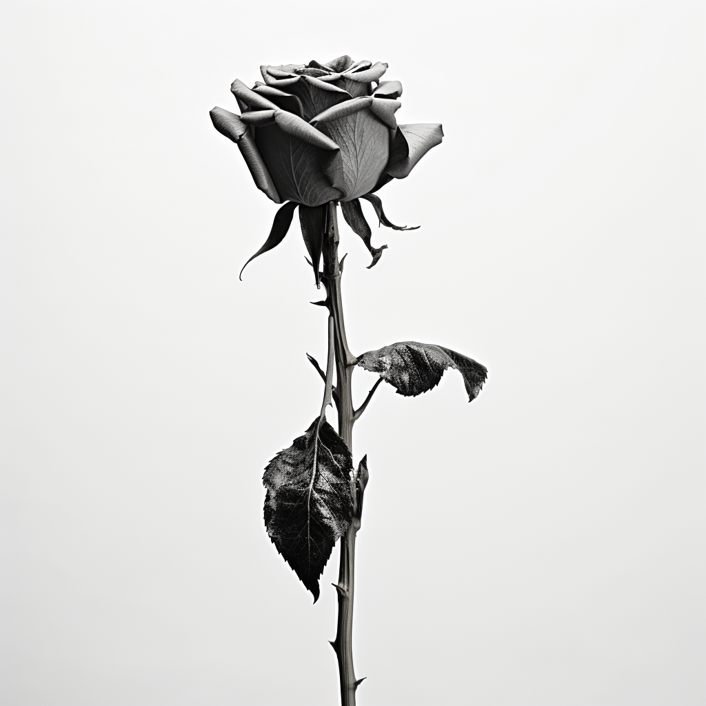 Realistic Black and White Dying Rose