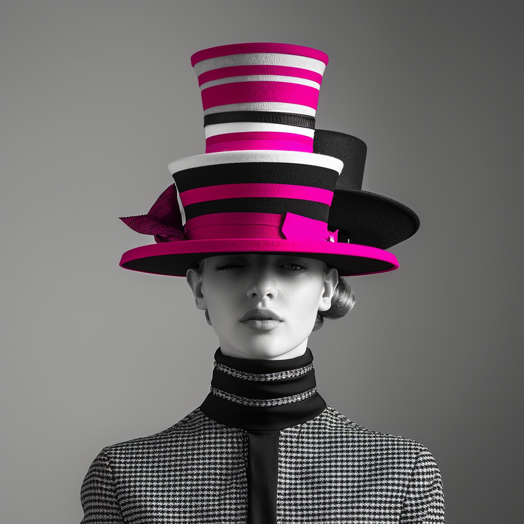 Black White Magenta Pop Hats