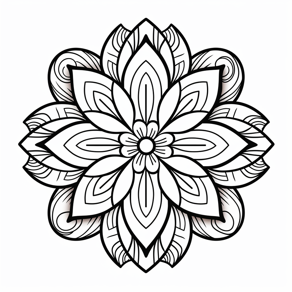 Black and white mandala coloring page for kids