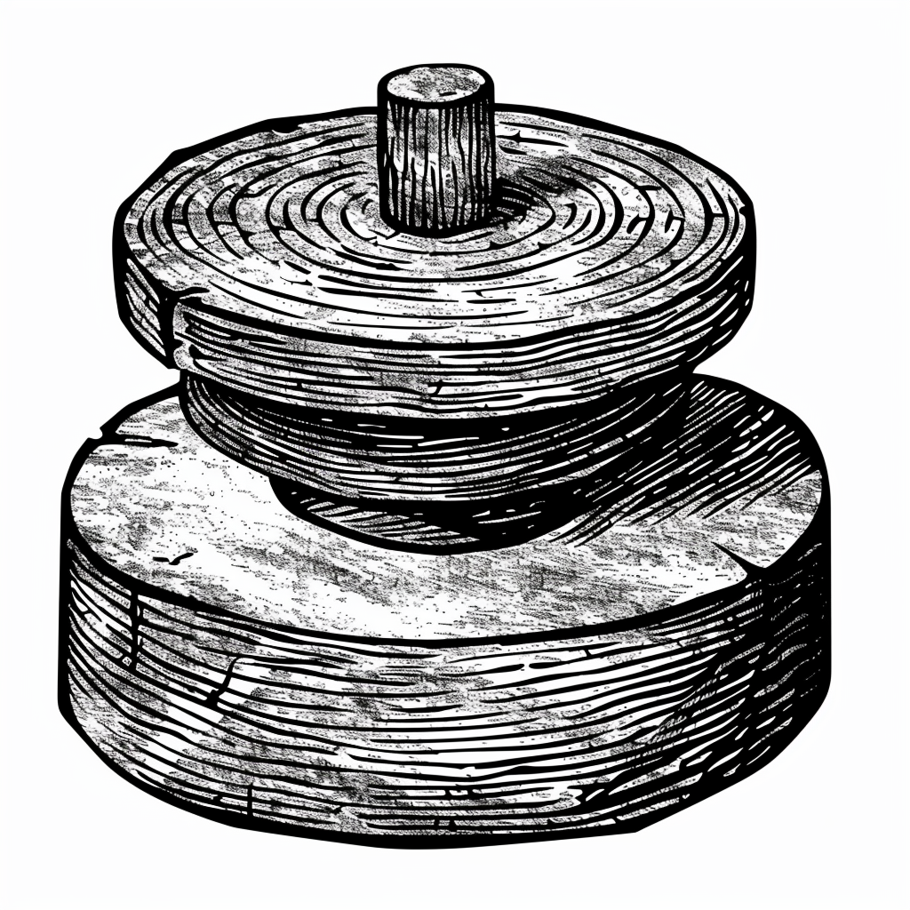 Stone millstone wheel illustration