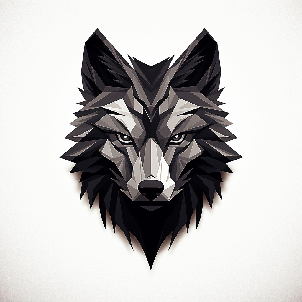 Black and white minimal wolf illustration