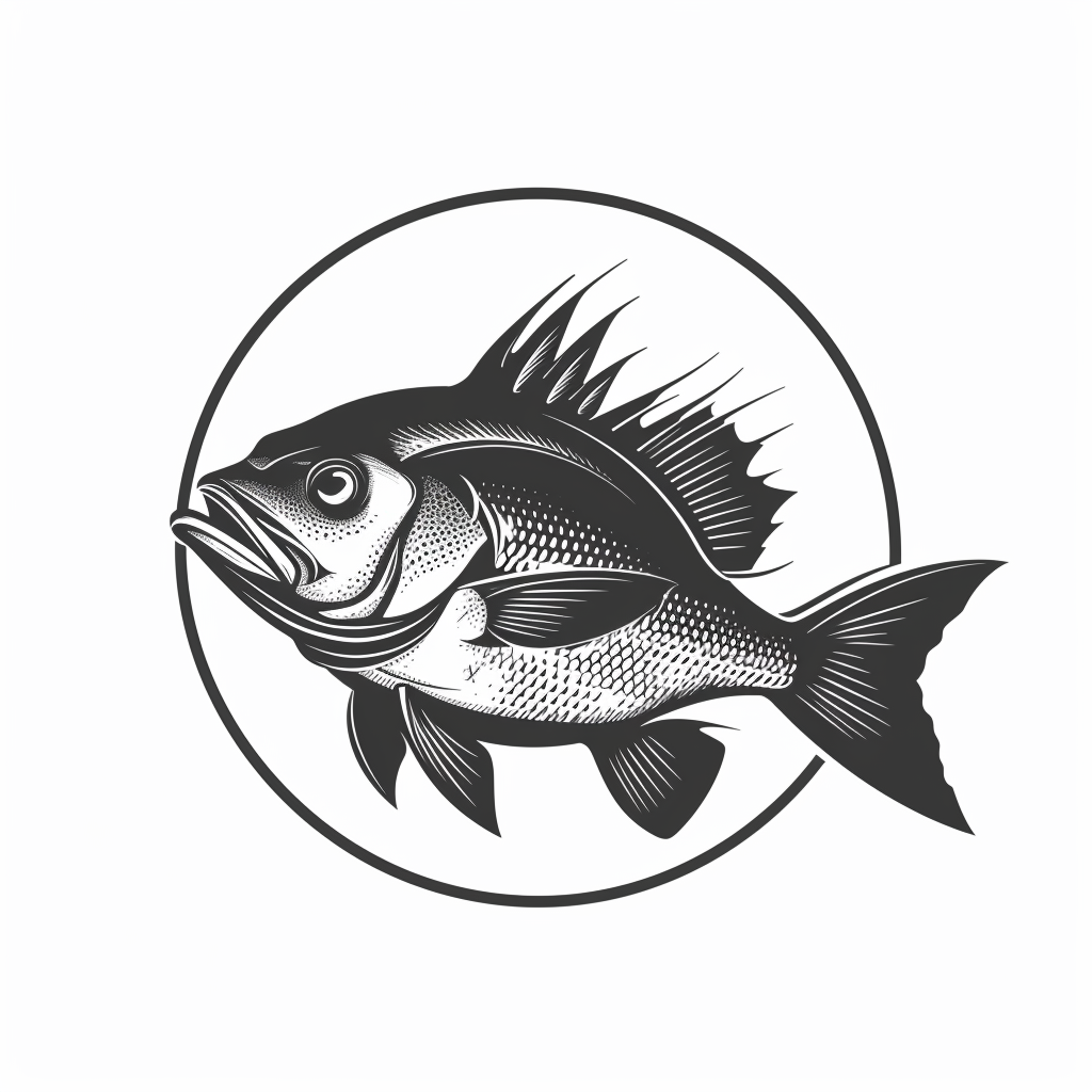 Black and White Minimalist Cod Fish Logo